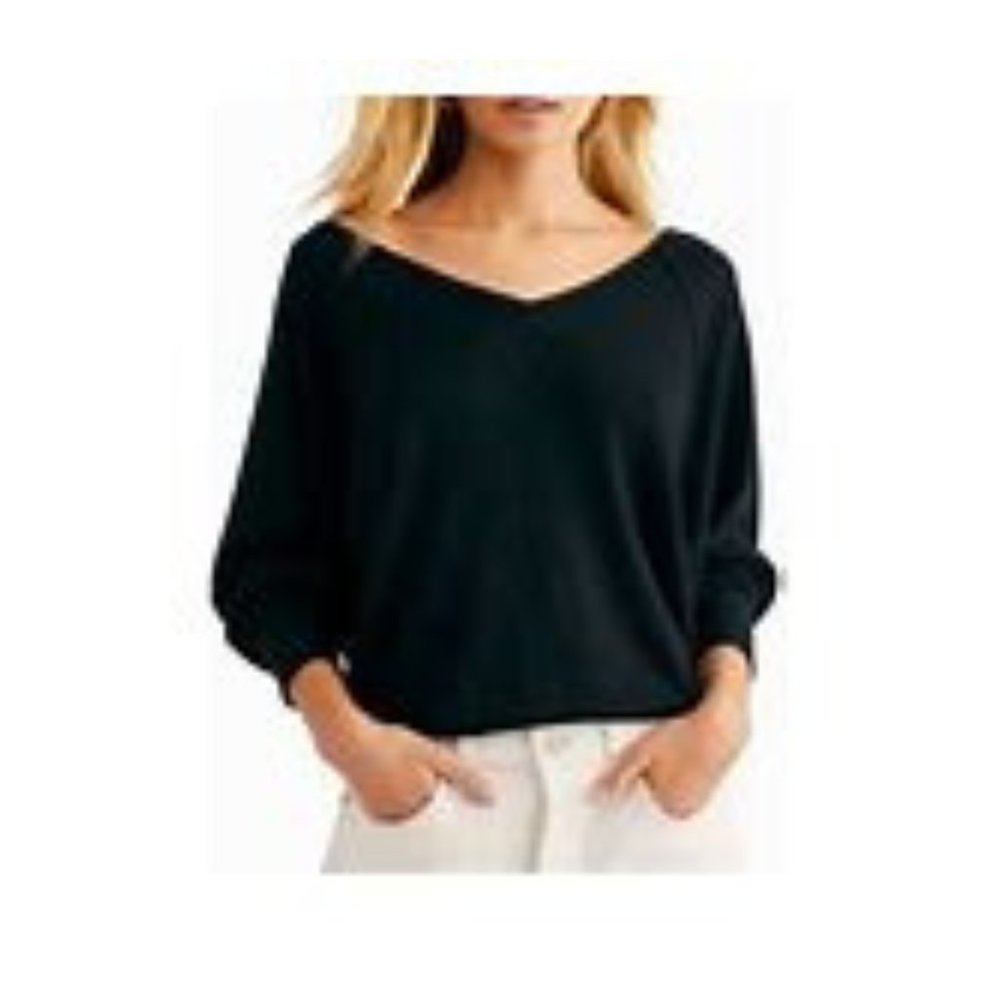 FREE PEOPLE Santa Clara Thermal Top Black XS NWT $78 MSRP